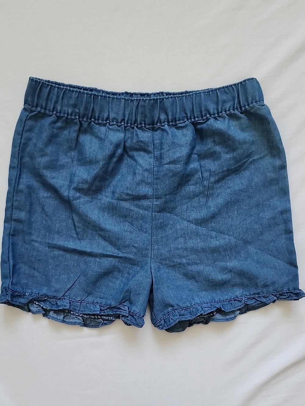 NWT Penelope Mack Girls Rainbow Striped Flutter Sleeve Top & Denim Shorts Set 10 - Picture 8 of 9